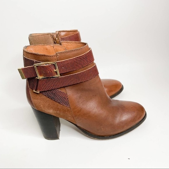 Topshop brown leather ankle booties with buckle decor suede/animal print 38 7.5 - Picture 7 of 10